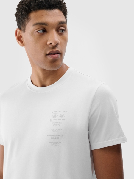 T-shirt regular para homem com estampado - branco 4FRSS24TTSHM2536 Branco