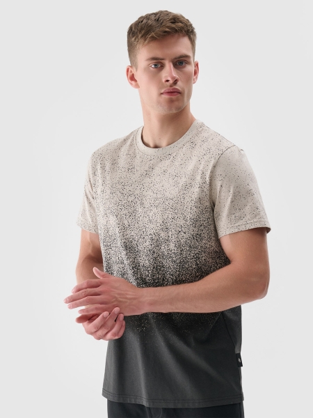 T-shirt regular de homem com estampado - bege 4FRSS24TTSHM2538 Bege