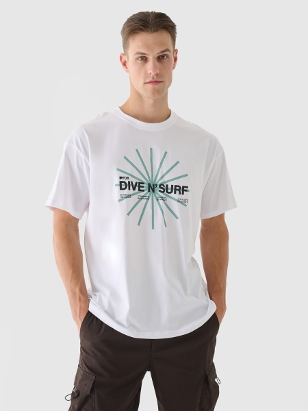 T-shirt regular para homem com estampado - branco 4FRSS24TTSHM2540 Branco