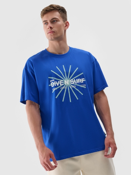 T-shirt regular para homem com estampado - cobalto 4FRSS24TTSHM2540 azul