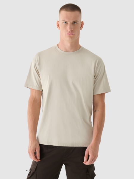 T-shirt oversize para homem com estampado - bege 4FRSS24TTSHM2543 Bege
