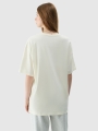 T-shirt unissexo lisa de tamanho grande - creme 4FRSS24TTSHU2059 Bege