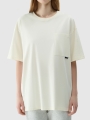 T-shirt unissexo lisa de tamanho grande - creme 4FRSS24TTSHU2059 Bege