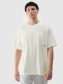 T-shirt unissexo lisa de tamanho grande - creme 4FRSS24TTSHU2059 Bege