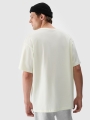 T-shirt unissexo lisa de tamanho grande - creme 4FRSS24TTSHU2059 Bege