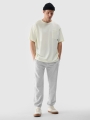 T-shirt unissexo lisa de tamanho grande - creme 4FRSS24TTSHU2059 Bege