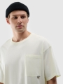 T-shirt unissexo lisa de tamanho grande - creme 4FRSS24TTSHU2059 Bege
