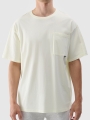 T-shirt unissexo lisa de tamanho grande - creme 4FRSS24TTSHU2059 Bege