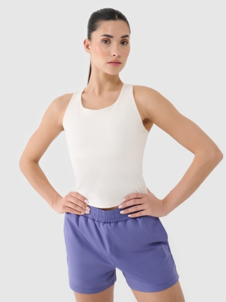 Top de treino de secagem rápida para mulher - branco 4FRSS25TFSLF430 Branco