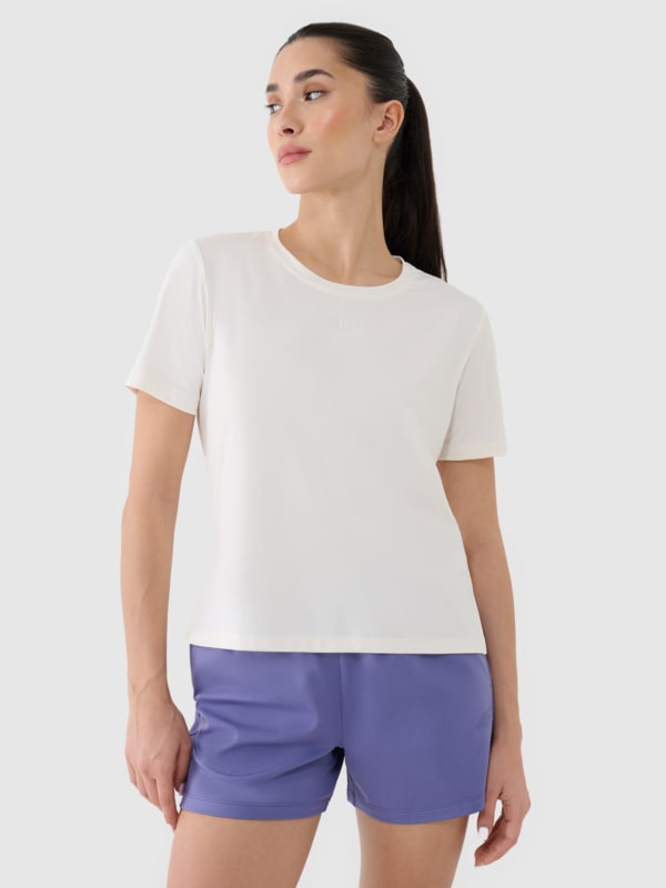 T-shirt de treino Quick Dry Oversized para mulher - Branco 4FRSS25TFTSF1236 Branco