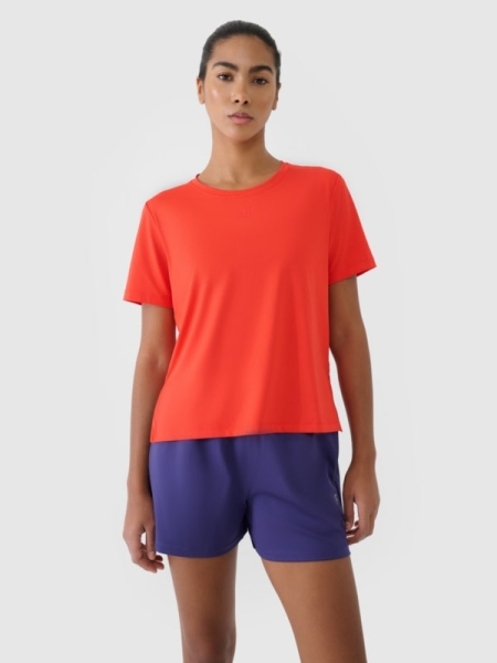 T-shirt de treino Quick-Dry Oversized para mulher - Vermelho 4FRSS25TFTSF1236 Vermelho