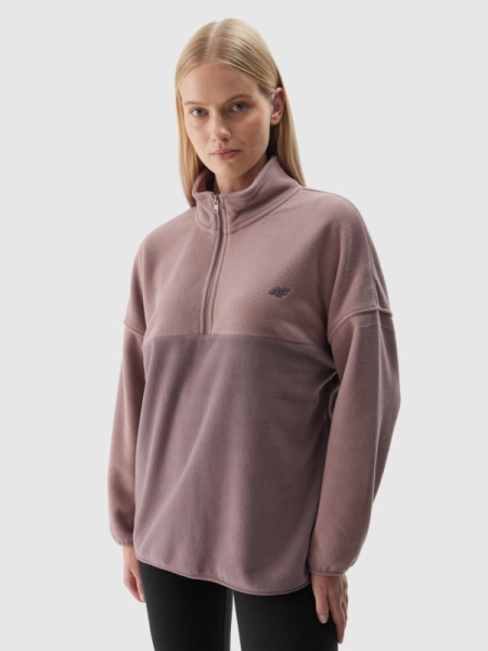 Camisola de Lã Oversize para Mulher com Gola Subida- Bege - 4FWAW24TFLEF242 
