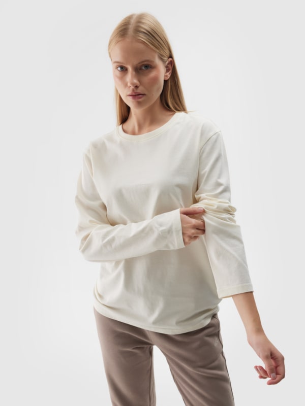 Camisola De Manga Comprida Para Mulher - Branco - 4FWAW24TLONU317          