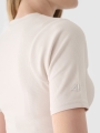 T-shirt slim crop-top lisa para mulher - bege 4FWAW24TTSHF1806 Bege