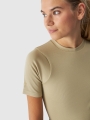 T-shirt slim crop-top lisa para mulher - caqui 4FWAW24TTSHF1806 olive/khaki