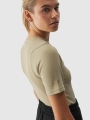 T-shirt slim crop-top lisa para mulher - caqui 4FWAW24TTSHF1806 olive/khaki