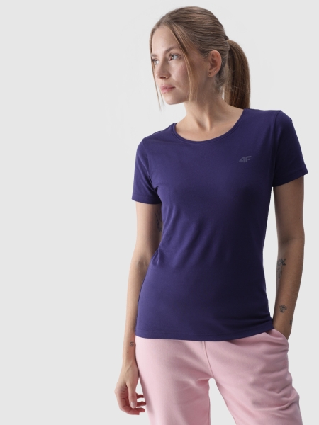 T-shirt slim lisa para senhora - azul marinho 4FWMM00TTSHF1845 azul marinho