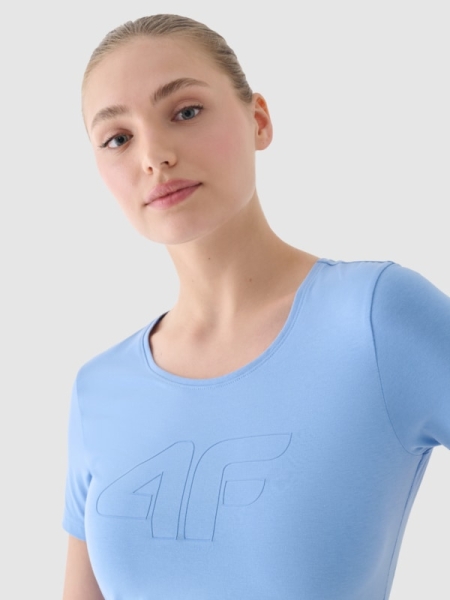 T-shirt slim feminina com estampado - azul marinho 4FWMM00TTSHF1846 azul marinho