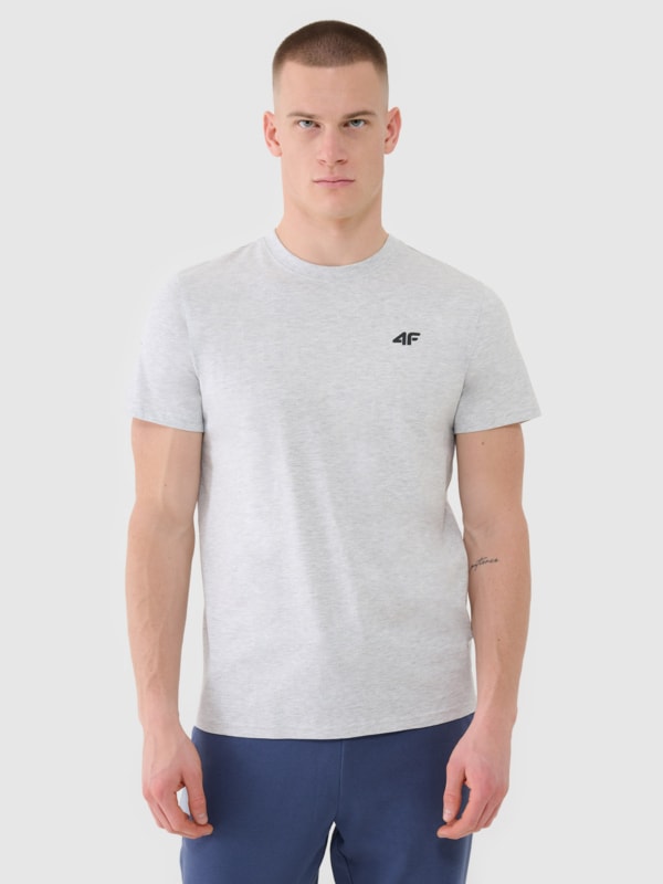 T-shirt lisa regular para homem - cinzento 4FWMM00TTSHM2256 cinzento