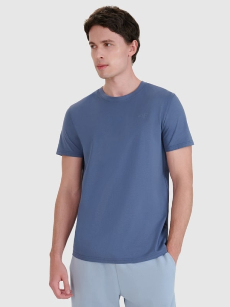 T-shirt normal lisa para homem - azul marinho 4FWMM00TTSHM2256 azul marinho