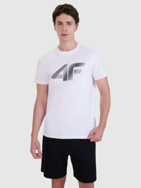 T-shirt normal de homem com estampado - branco 4FWMM00TTSHM2257 Branco