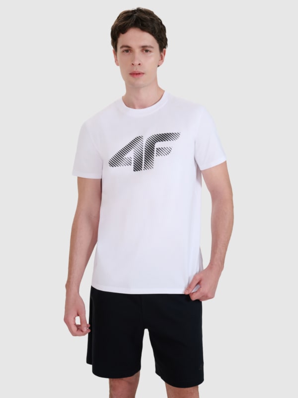 T-shirt normal de homem com estampado - branco 4FWMM00TTSHM2257 Branco