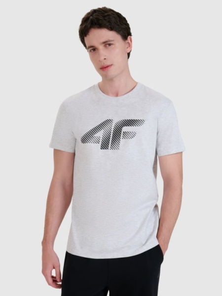 T-shirt regular para homem com estampado - cinzento 4FWMM00TTSHM2257 cinzento