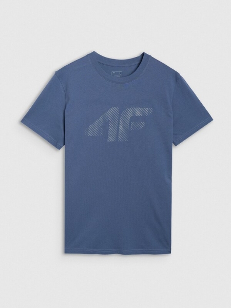 T-shirt regular de homem com estampado - ganga 4FWMM00TTSHM2257 azul marinho