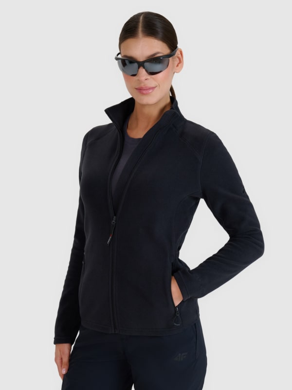 Tecido polar de trekking para mulher com gola subida - preto 4FWSS25TFLEF305 preto