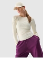 Manga comprida para mulher para ioga com recorte nas costas - branco 4FWSS25TFLOF403 Branco