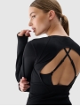 Manga comprida para mulher para ioga com recorte nas costas - preto 4FWSS25TFLOF403 preto