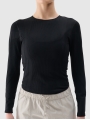 Manga comprida para mulher para ioga com recorte nas costas - preto 4FWSS25TFLOF403 preto