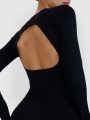Manga comprida para mulher para ioga com recorte nas costas - preto 4FWSS25TFLOF403 preto