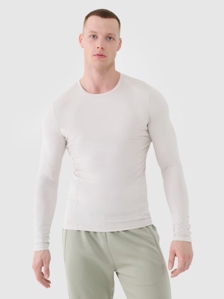 Manga comprida de treino Quick-Dry para homem - Bege 4FWSS25TFLOM372 Bege