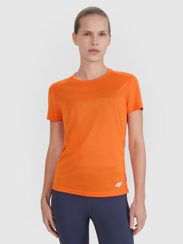T-shirt de corrida regular para mulher - laranja 4FWSS25TFTSF1265 laranja