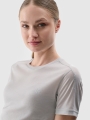 T-shirt de trekking para mulher com lã Merino - Cinzento 4FWSS25TFTSF1269 cinzento