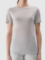 T-shirt de trekking para mulher com lã Merino - Cinzento 4FWSS25TFTSF1269 cinzento