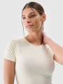 T-shirt de ioga de secagem rápida para mulher - branca 4FWSS25TFTSF1270 Branco