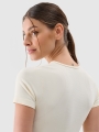 T-shirt de ioga de secagem rápida para mulher - branca 4FWSS25TFTSF1270 Branco