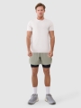 T-shirt de treino regular de secagem rápida para homem - bege 4FWSS25TFTSM1215 Bege