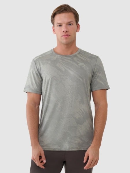 T-shirt de treino regular de secagem rápida para homem - caqui 4FWSS25TFTSM1216 olive/khaki