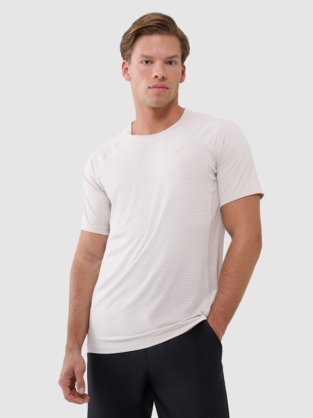 T-shirt de treino de secagem rápida para homem - bege 4FWSS25TFTSM1217 Bege