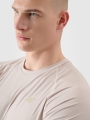 T-shirt de treino de secagem rápida para homem - bege 4FWSS25TFTSM1217 Bege