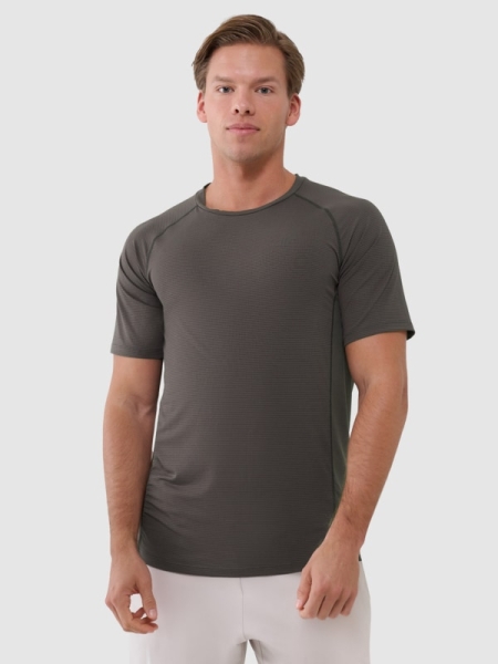 T-shirt de treino de secagem rápida para homem - brązowa 4FWSS25TFTSM1217 castanho