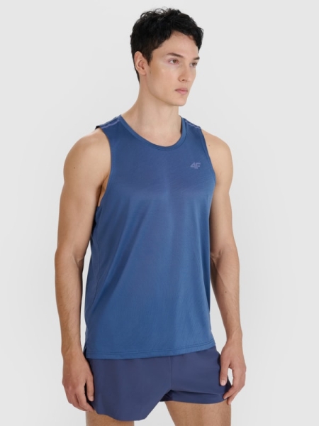 T-shirt de corrida regular de secagem rápida para homem - azul marinho 4FWSS25TFTSM1261 azul marinho