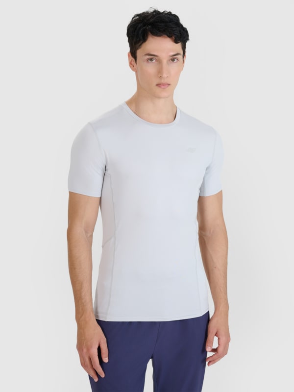 T-shirt de corrida slim de secagem rápida para homem - cinzento 4FWSS25TFTSM1263 cinzento