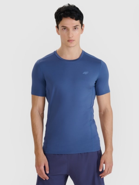 T-shirt de corrida slim de secagem rápida para homem - azul marinho 4FWSS25TFTSM1263 azul marinho