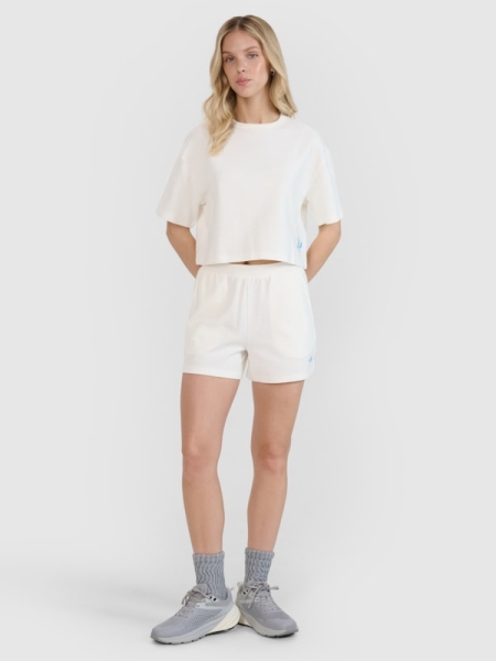 Calções de Malha Waffle para Mulher - Branco - 4FWSS25TSHOF531 