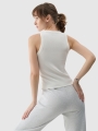 Top feminino em malha canelada fina - branco 4FWSS25TSLEF119 Branco