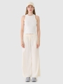 Top feminino em malha canelada fina - branco 4FWSS25TSLEF119 Branco